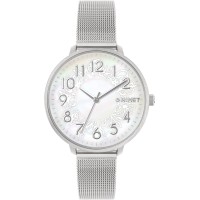 Stříbrné dámské hodinky MINET PRAGUE Silver Flower Mesh s čísly