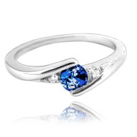 MINET Elegantní stříbrný prsten s tmavě modrým zirkonem vel. 55